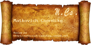 Matkovich Csendike névjegykártya